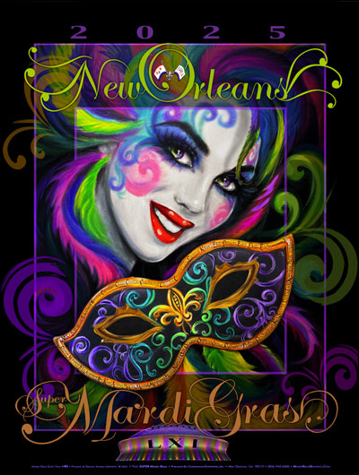 2025 Mardi Gras Poster - SUPER MARDI GRAS by Andrea Mistretta